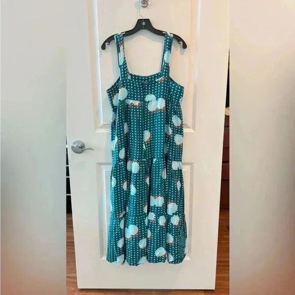 Hunter Bell Teal Polka Dot Midi Dress - Picture 7 of 15